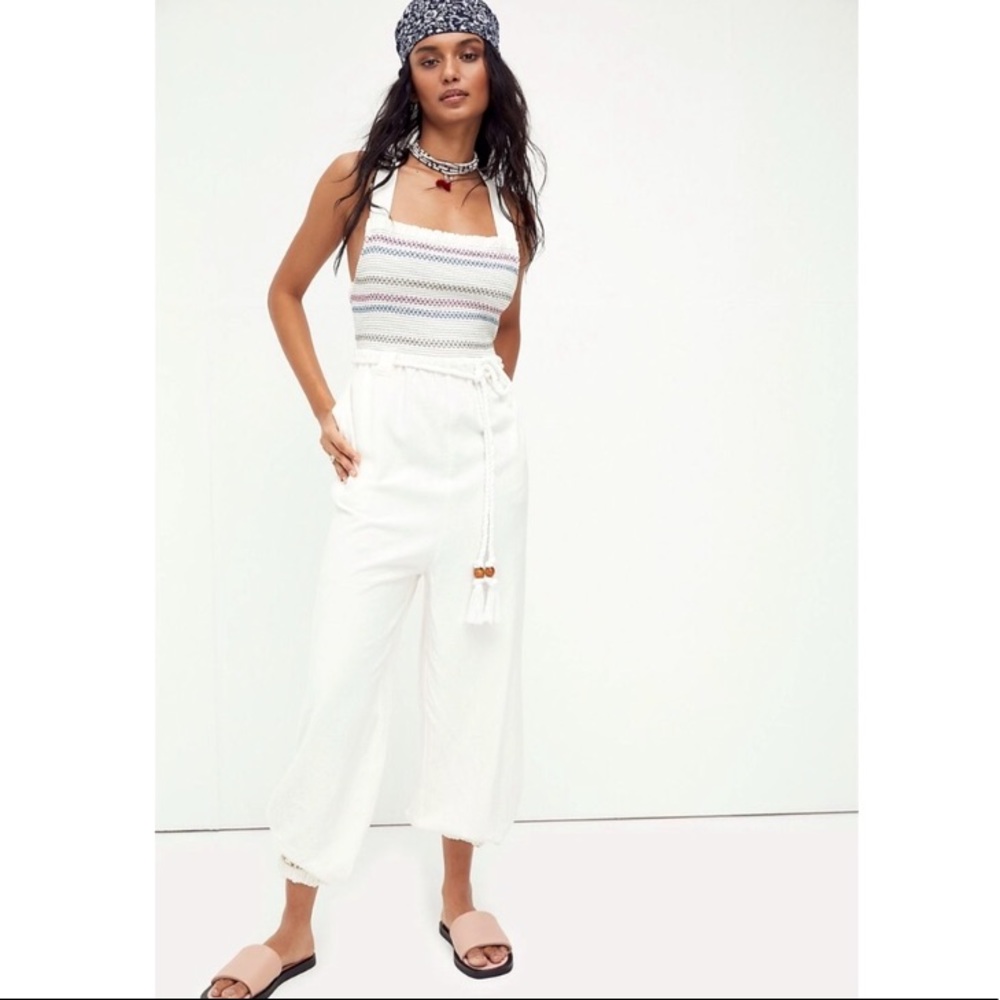 💝 Free People Sienna smocked jumpsuit with rope belt